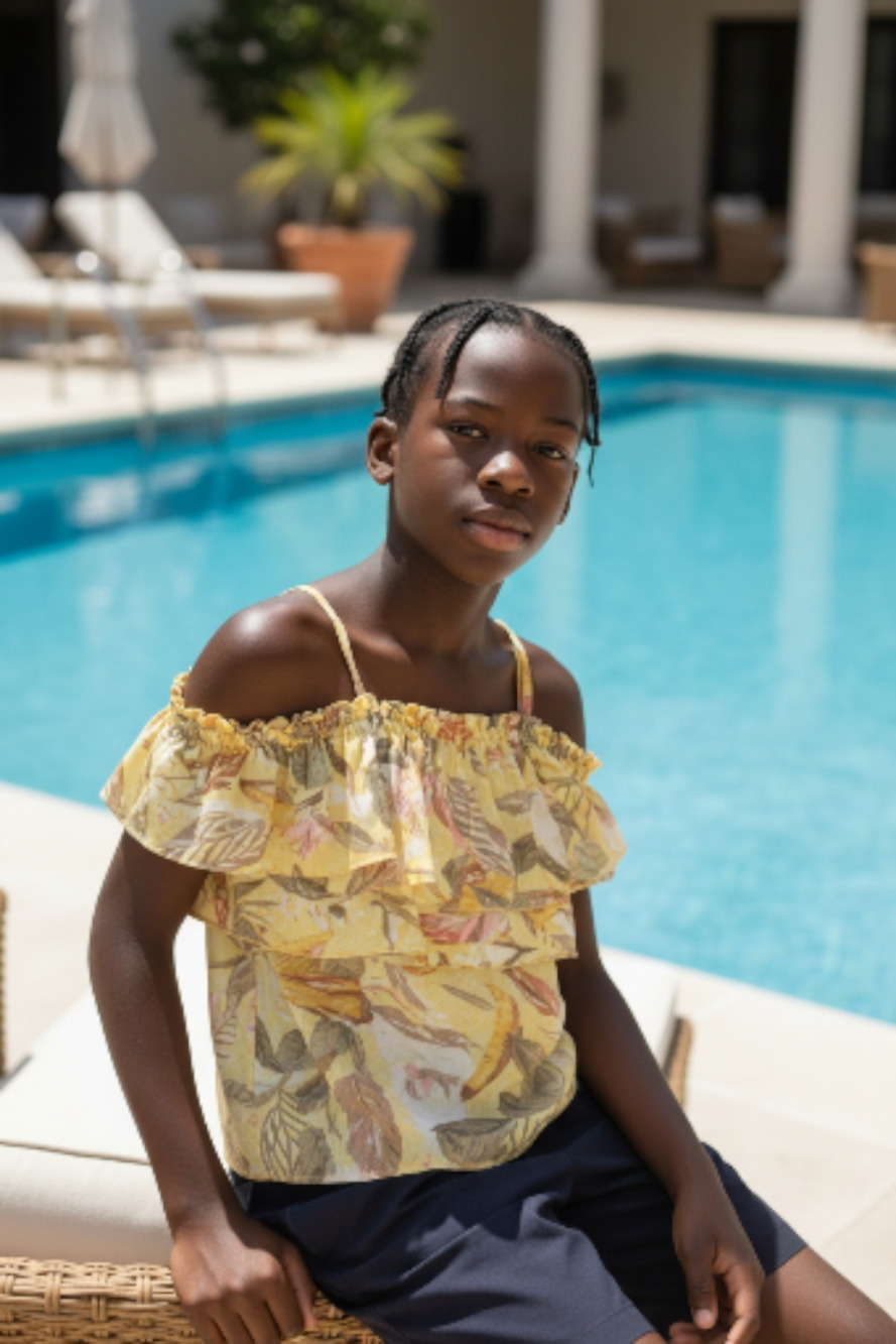 Off shoulder yellow floral top White House Black Market  Sz M